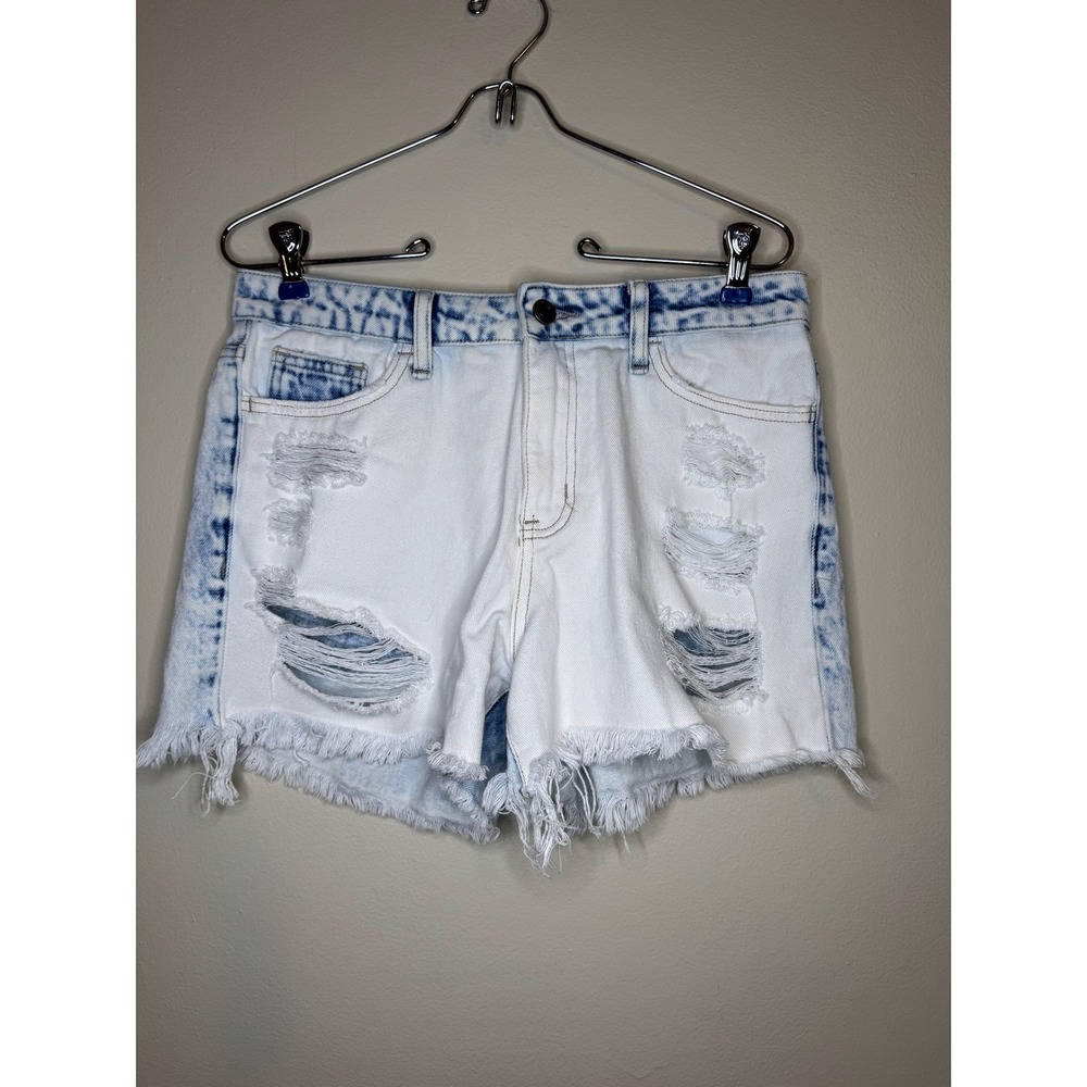 Vervet Distressed Denim Shorts Acid Wash Raw Hem Size M
